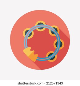 tambourine flat icon with long shadow