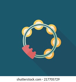 tambourine flat icon with long shadow
