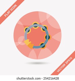 tambourine flat icon with long shadow