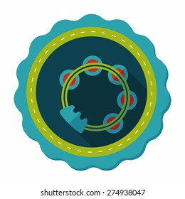 tambourine flat icon with long shadow