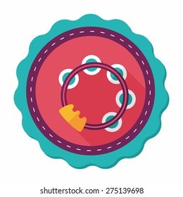 tambourine flat icon with long shadow