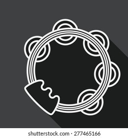 tambourine flat icon with long shadow, line icon