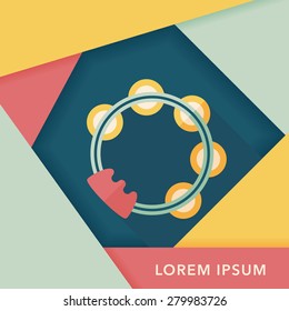 tambourine flat icon with long shadow