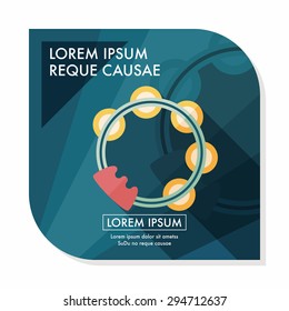 tambourine flat icon with long shadow