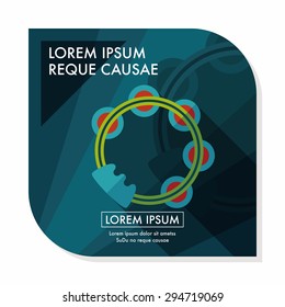 tambourine flat icon with long shadow