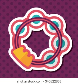 tambourine flat icon with long shadow