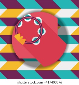 tambourine flat icon with long shadow