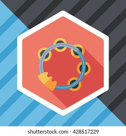 tambourine flat icon with long shadow