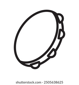 Tambourine icon Black line art vector logo