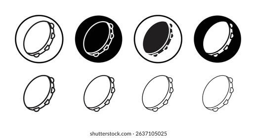 Tambourine icon Black line art vector logo set