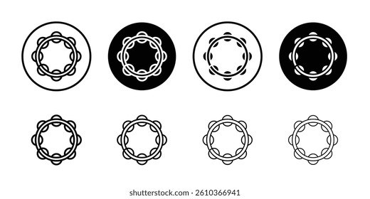 Tambourine icon Black and white outline vector