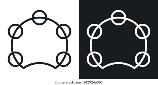 Tambourine Icon Designed in a Line Style on White Background.