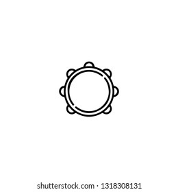 Tambourine icon, flat design line art thin style, vector illustration. Festive carnivals in Brazil and Mardi Gras in Venice


