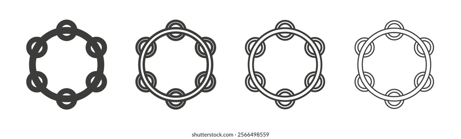 Tambourine icon flat and linear vector illustration on white background.