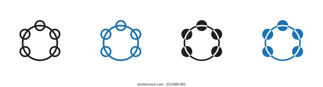 Tambourine icon linear graphics set vector in black