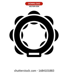 tambourine icon or logo isolated sign symbol vector illustration - high quality black style vector icons
