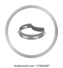 Tambourine icon in monochrome style isolated on white background. Musical instruments symbol stock vector illustration