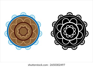 Tambourine Icon, Musical Instrument Icon Vector Art Illustration