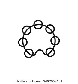 Tambourine icon outline collection in black and on white background