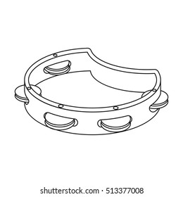 Tambourine icon in outline style isolated on white background. Musical instruments symbol stock vector illustration