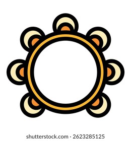 Tambourine icon. Outline tambourine vector icon color flat isolated