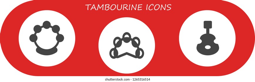  tambourine icon set. 3 filled tambourine icons. Simple modern icons about  - Tambourine, Instrument