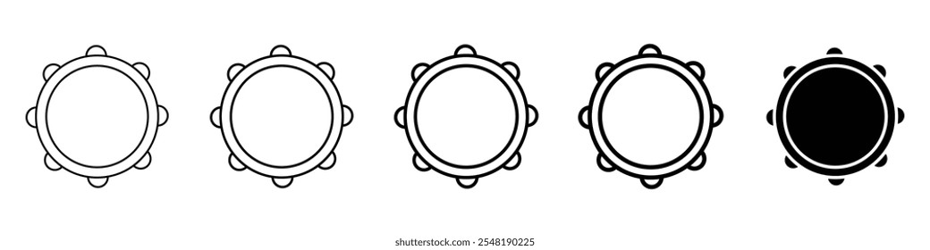 Icono de pandereta Conjunto de logotipo de línea delgada simple