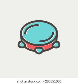 Tambourine icon thin line for web and mobile, modern minimalistic flat design. Vector icon with dark grey outline and offset colour on light grey background.