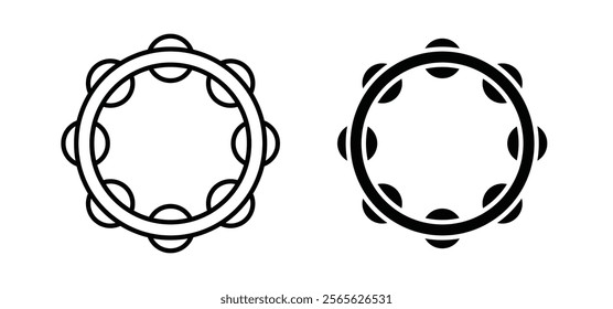 Tambourine icons in black and white colors