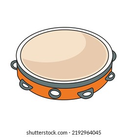 Tambourine musical instrument. Variety of instruments for musicians. Concert and entertainment concept. Template for promotional or invitation web page