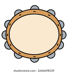 tambourine musical intstrument flat color vector illustration template design