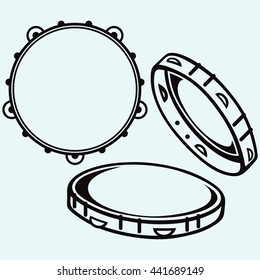 Tambourine with nobody holding. Vector silhouettes
