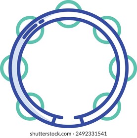 Tambourine outline color vector illustration