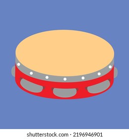 Tambourine, percussion instrument, illustration, vector