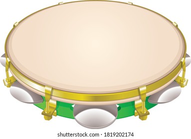 Tambourine samba musical instrument isolated