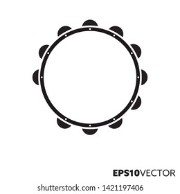 Icono de color negro sólido ambourino. Símbolo glifo de instrumento de percusión y música. Ilustración del vector plano del instrumento musical.