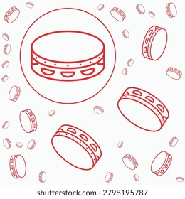 Tambourine trendy vector illustration in flat style handsome background.eps