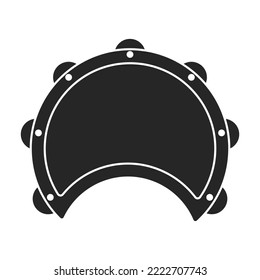 Tambourine vector black icon. Vector illustration drum on white background. Isolated black illustration icon of tambourine .