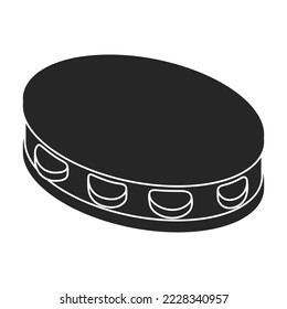 Tambourine vector black icon. Vector illustration drum on white background. Isolated black illustration icon of tambourine .