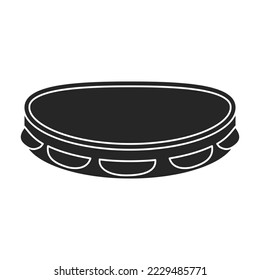Tambourine vector black icon. Vector illustration drum on white background. Isolated black illustration icon of tambourine .
