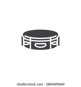 Tambourine vector icon. filled flat sign for mobile concept and web design. Tambourine musical instrument glyph icon. Symbol, logo illustration. Vector graphics