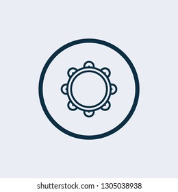 Tambourine. Vector illustration of a tambourine. Black and white icon of a musical instrument. Round logo. Place for the text. - Vector