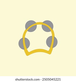Tambourine vector illustration on yellow background. Music instrument