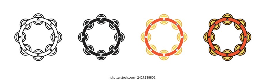 Tambourine Vector Illustration Set. Beat to Your Rhythm Sign Suitable for Apps and Websites UI Design.