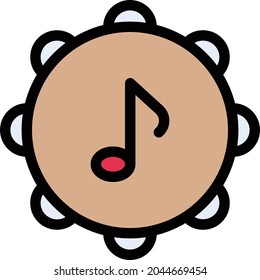 tambourine vector line colour icon