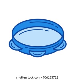 Tambourine vector line icon isolated on white background. Tambourine line icon for infographic, website or app. Blue icon designed on a grid system.