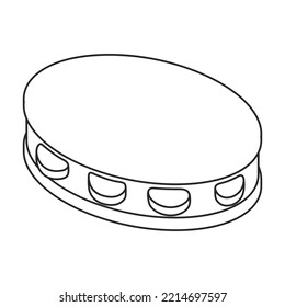 Tambourine vector outline icon. Vector illustration drum on white background. Isolated outline illustration icon of tambourine .