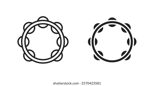 Tambourine vector web icons set
