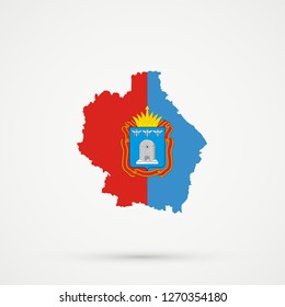 Tambov Oblast map in Tambov Oblast flag colors, editable vector.