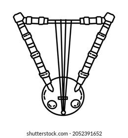 Tambura people of Sudan Part of Muslim historical objects Hand Drawn Icon Set Vector.